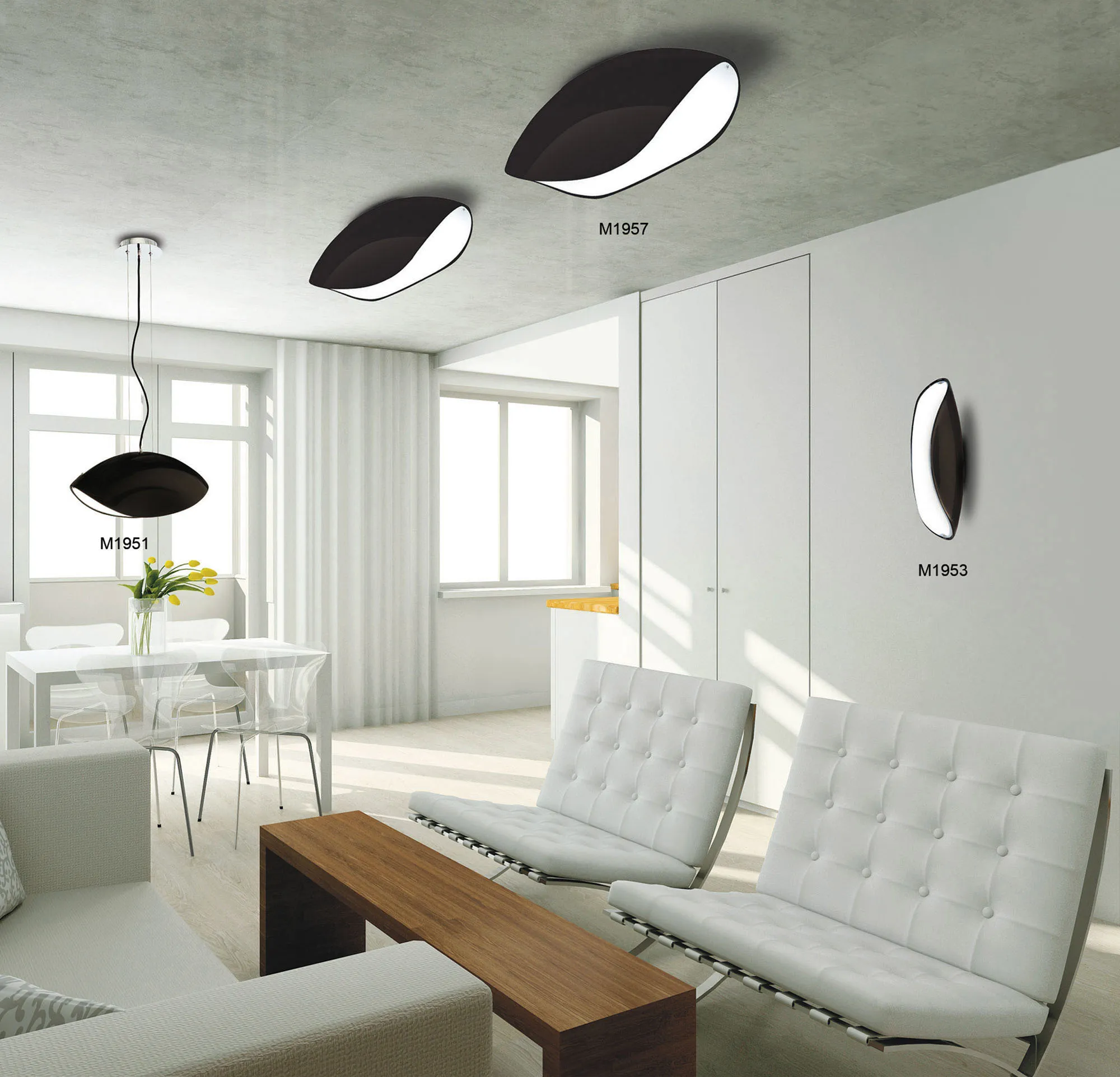 Pasion Gloss Black Wall Lights Mantra Flush Wall Lights